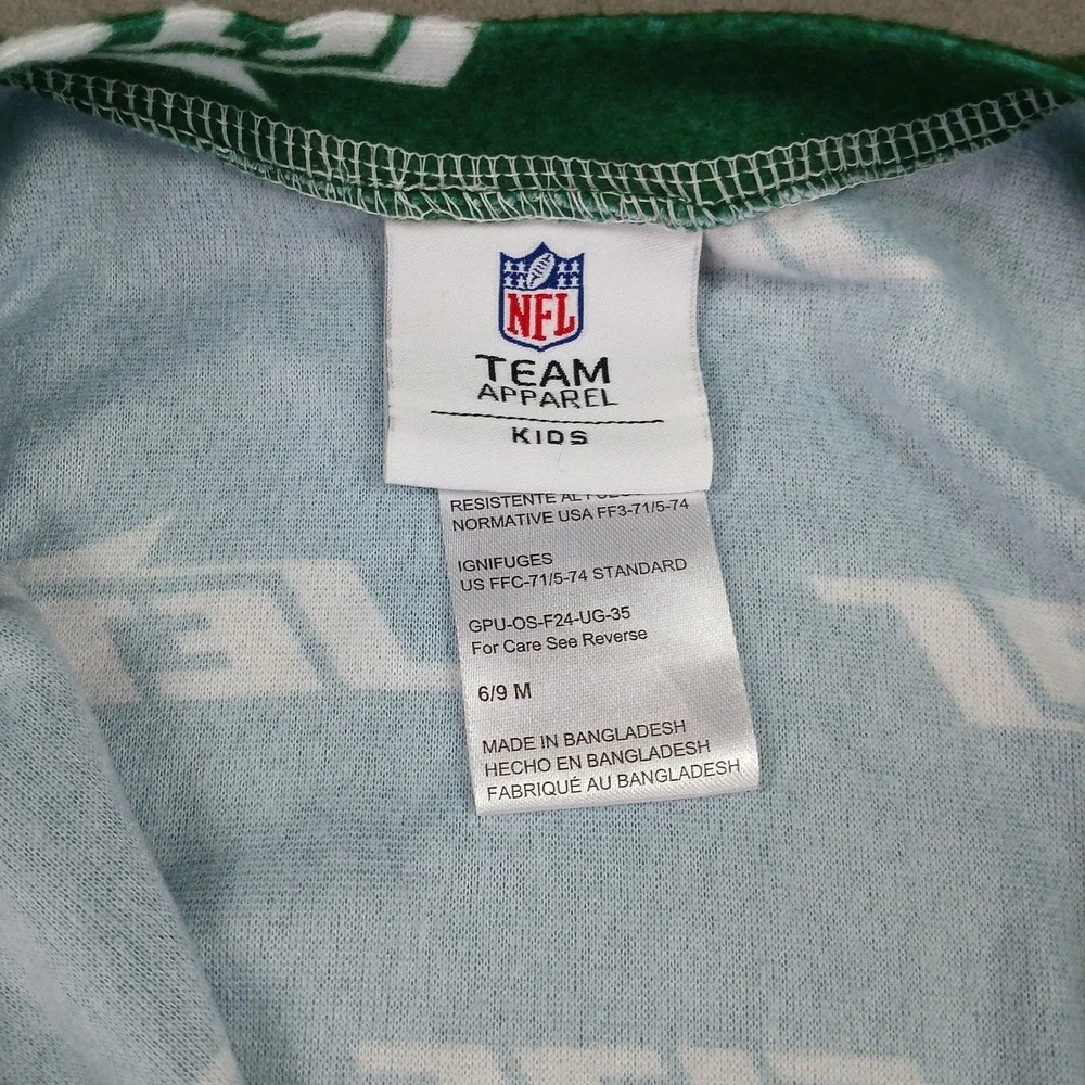 NY Jets Baby‎ One Piece 6/9 Months NFL Team Apparel Kids Footie Pajamas Green
